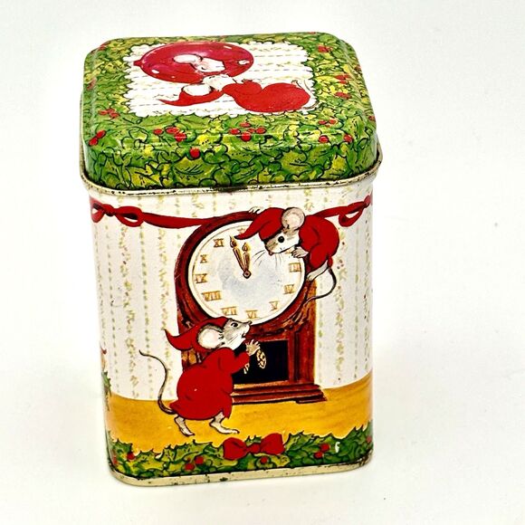 Vintage Jasco Christmas Mice Metal Tin Wicks ‘N Tins - Picture 2 of 8